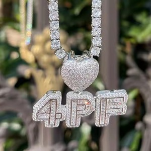 Colgante de Plata de Ley 925 con Moissanita para Hombre, Estilo Hip Hop, Joyería Bling, Colgante Personalizado con Nombre y Letra en Dos Tonos - Product Image 5
