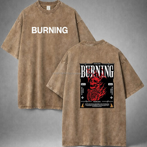 <b>Vintage</b> Acid Washed T Shirt DTG DTF Men Heavyweight Cotton Blank Oversized <b>Tshirt</b> 100% Cotton for Men's T-shirt Wholesale Stock - Product Image 1