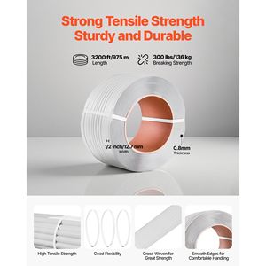 Kit Sigillatore per Reggiatura Resistente con 3200 Piedi di Nastro PP, 1000 Sigilli Metallici e 50 Protezioni Angolari per Imballaggio - Product Image 5