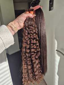 Extensiones de Cabello Humano Indio Rizado de Doble Trama, Remy, Tejido a Máquina, Color Marrón - Product Image 2