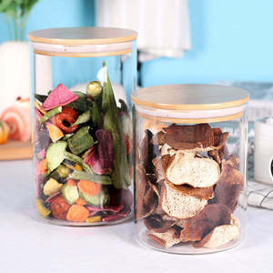 Bocaux en verre transparent avec couvercles en bois, compatibles lave-vaisselle, grande capacité pour organiser les épices, les herbes, le thé, les biscuits, les ingrédients de pâtisserie - Product Image 4