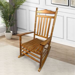 <b>Adult</b> Oak <b>Rocking</b> <b>Chair</b> <b>for</b> Balcony & Porch Elegant Comfortable Seating <b>for</b> Outdoor Spaces - Product Image 1