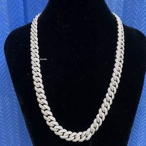 Collier chaîne cubaine en moissanite VVS plaqué rhodium, taille brillant rond, micro-pavé, style hip-hop, pour usage quotidien - Product Image 2