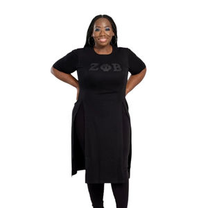Top Largo Zeta Phi Beta ZPHIB para Mujer, Negro, Elegante, Estilo Túnica, 100% Algodón, Ropa de Hermandad, Estilo Griego, Atuendo Moderno - Product Image 1