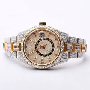 Reloj de Lujo con Diamantes Moissanite, Dos Tonos de Oro y Plata, Estilo Hip Hop, Mecánico Automático - Product Image 1