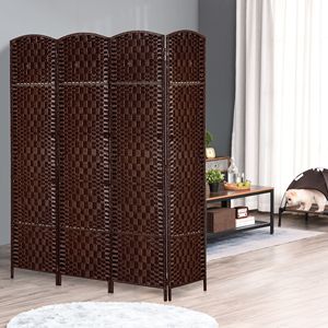 Divisorio per Stanza in Vimini Marrone a 4 Pannelli, Alto 1,8 m, Autoportante e Pieghevole, Schermo per la Privacy per Sala da Pranzo, Stile Funzionale e Robusto - Product Image 2