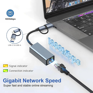 Adaptateur Ethernet Gigabit USB Type-C et USB 3.0 vers RJ45, convertisseur LAN filaire pour ordinateur portable - Product Image 4