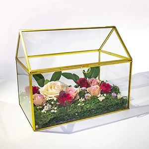 Elegant geometric glass terrarium with metal <b>stand</b> display plant container - Product Image 5