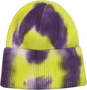 Unisex Acrylic Beanie <b>Tie</b> Dye Yellow <b>Purple</b> Casual Winter Hat 56-58CM Adult Style Custom Design - Product Image 1