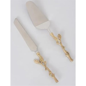 Juego de cubiertos de acero inoxidable con acabado en oro antiguo, utensilios decorativos para ensalada, vajilla para bodas y catering, cuchara elegante, tenedor, espátula para pastel - Product Image 3