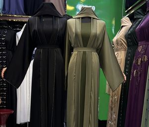 Wholesale Umbrella Abaya Stone Work Handmade Sequined Arabic Dubai Style Full Flare Nida Fabric Evening Party Dress - Product Image 3