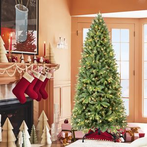6FT PVC+PE Christmas <b>Tree</b> with 1032 Tips and 300 Warm White <b>LED</b> Lights Hinged Metal Structure for Easy Setup - Product Image 1
