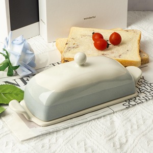 Plato Rectangular de Cerámica para Mantequilla con Tapa, Duradero, Libre de BPA, Ecológico, Hermético, Diseño Minimalista, Apto para Lavavajillas, Uso Diario - Product Image 2