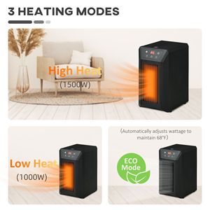 Stufa da tavolo a infrarossi al quarzo da 1500W con 3 modalità, telecomando e timer 12h, spina USA - Product Image 4