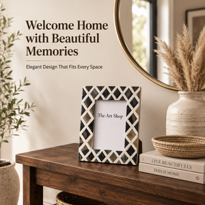 <b>Black</b> & White Geometric Wooden <b>Photo</b> <b>Frame</b> Handmade Mosaic Tabletop Picture <b>Frame</b> | Modern Decorative <b>Photo</b> <b>Frame</b> for Home room - Product Image 2