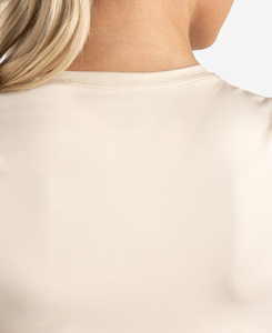 <b>High</b> Quality Women's Crew Neck Compression Fitness Yoga Shirt Breathable Seamless Skinny Fit Solid Light <b>Pink</b> Color - Product Image 5
