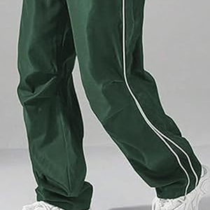 High Quality Men's Canvas Track Pants Lightweight Elastic Waist Side Stripe Baggy Wide Leg Sport - Product Image 5