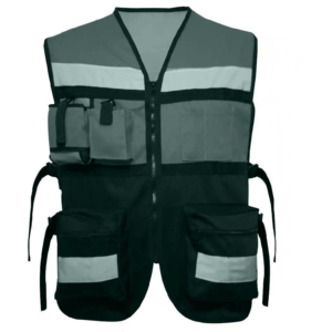 Chaleco de Seguridad Reflectante de Alta Visibilidad, Ropa de Trabajo de Poliéster con Bolsillos y Cierre de Cremallera, Gris, Unisex - Product Image 3
