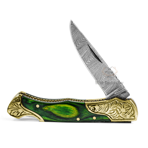 Vente en gros Couteau de poche en acier Damas DD-FK-WH930 fait à la main et lame tranchante de haute qualité avec manches en bois exotique pour l'extérieur - Product Image 1