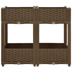 Bac à fleurs surélevé en polypropylène brun durable 31,5x15,7x28,0 pouces pour fleurs et plantes - Product Image 3