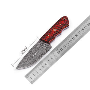 Couteau de chasse compact haut de gamme pour la survie en extérieur, en acier Damas, type Bull Cutter, couteau de cowboy avec étui en cuir - Product Image 2