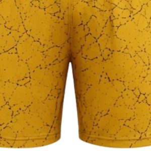 Short de sport imprimé jaune moutarde et noir à pois, avec ceinture élastique, léger et respirant, pour l'entraînement sportif et la gym - Product Image 4