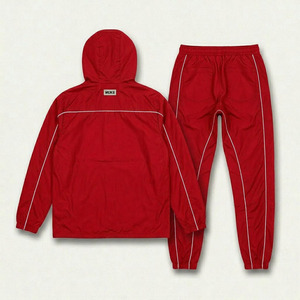 Ensemble de survêtement à capuche pour homme Ekin, veste coupe-vent sportive rouge et pantalon de jogging avec logo blanc imprimé, vêtements d'automne - Product Image 2