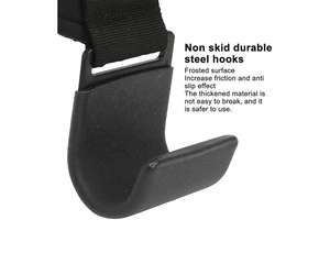 Muñequeras de neopreno y cuero de alta resistencia con ganchos de acero Empuñaduras de seguridad para ejercicios para entrenamientos y levantamiento de pesas - Product Image 3