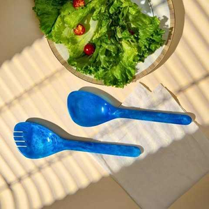 Handmade Eco-Friendly Resin Salad <b>Server</b> & Spoons Dishwasher Safe Elegant Tableware for Home & Restaurant Dinnerware Sets - Product Image 5