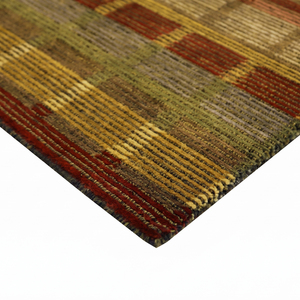 Tapis en laine écologique, antidérapant, tufté à la main, à motifs géométriques et à rayures, aux tons terreux, beige moutarde olive, pour salon - Product Image 6