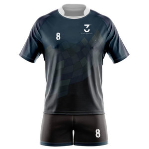 Ensemble d'uniformes de rugby de qualité supérieure avec logo personnalisé, tissu respirant à séchage rapide, service OEM, fournisseur en gros, faible MOQ, trois (3) - Product Image 1