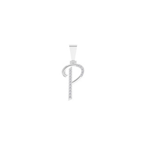 Pendentif Aarinya Vintage certifié IGI, initiale 'P' en or 14 carats, pavé de diamants, alphabet cursif 'P' - Product Image 3
