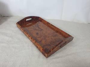 Grand plateau en bois fait main, en bois de thuya, plateau de service décoratif avec poignées, plateau rustique pour table basse - Product Image 4