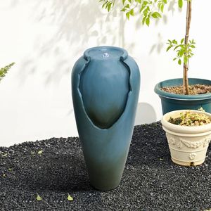Fontana Elettrica da Giardino Alta 30,7 cm con Luce LED e Pompa, Decorazione per Interni ed Esterni, Vaso d'Acqua Resistente ed Elegante - Product Image 2