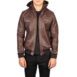 Chaqueta de Cuero de Grano Completo en Cuero Vacuno Auténtico con Acabado Pulido, Puños de Punto Acanalado y Cuello de Banda para Hombre o Mujer - Product Image 1