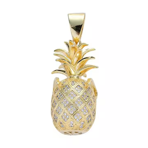 Colgante de Piña Plateado en Plata 925 con Moissanita de Corte Brillante Redondo y Micro Pavé, Joyería de Fruta, Regalo Unisex Hindú - Product Image 2