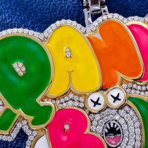 <b>Top</b> Craftmanship 925 Sterling <b>Silver</b> Moissanite Letter Pendant Unique Design Dainty Iced Hip Hop Unisex Jewelry with Enamel - Product Image 3