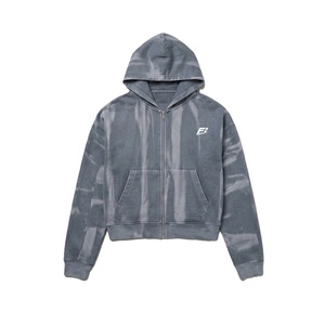 Sweat-shirt unisexe à capuche entièrement zippé avec logo personnalisé, en molleton de coton délavé vintage pour homme, coupe oversize streetwear, écoresponsable OEM ODM - Product Image 1