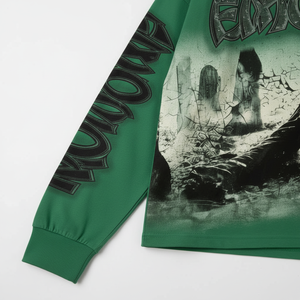 Sweat-shirt à col rond personnalisé avec logo, 100 % coton épais, manches longues, style vintage délavé, pull streetwear pour l'été - Product Image 4
