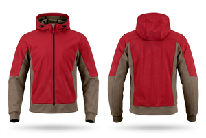 เสื้อแจ็คเก็ตมอเตอร์ไซค์แบบมีฮู้ด ผลิตจากวัสดุโพลีเอสเตอร์ 100% พร้อมซิปด้านหน้า เสื้อผ้ากีฬากลางแจ้งคุณภาพพรีเมียมสำหรับขี่มอเตอร์ไซค์ รับผลิตแบบ OEM ODM - Product Image 2