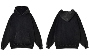 Sweat à capuche épais streetwear personnalisé 100 % coton, coupe oversize, épaules tombantes, en molleton bouclette uni et épais pour homme - Product Image 2