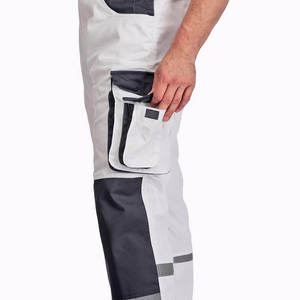 OJ Men's White <b>Work</b> <b>Pants</b> With <b>Black</b> Knee Pads Abrasion Resistant Cotton Material Uniform <b>Pants</b> - Product Image 2