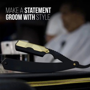 Black Gold Stainless Steel Professional Straight Edge Swing Lock Razor 1 <strong>point</strong> 5mm Compatible Barber <strong>Shaving</strong> Tool for Face Groom - Product Image 2