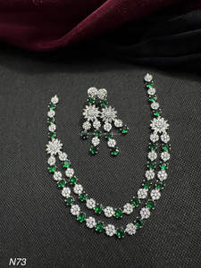 Conjunto de joyería nupcial de diamante americano clásico, collar y pendientes de dos piezas para boda, estilo clásico de moda - Product Image 3