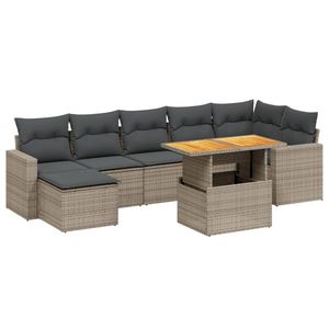 Conjunto de Sofás de Jardín Gris Oscuro, 6 Plazas, Muebles de Ratán para Exteriores, Diseño Contemporáneo - Product Image 4