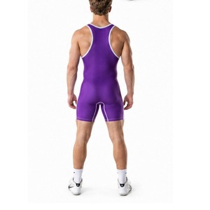 Débardeur de lutte pour homme violet, sans manches, ajusté, en Spandex et Polyester, anti-humidité, toutes saisons, style tank pour adulte - Product Image 4