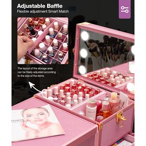 Tavolo da Manicure Portatile con 3 Luci Colorate e Altoparlante, Scrivania per Tecnico delle Unghie e Valigetta Pieghevole da Viaggio - Product Image 5