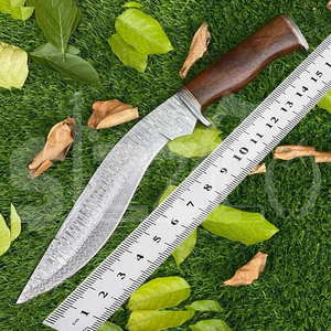 Cuchillo Bowie de Caza de Hoja Fija de Acero de Damasco Hecho a Mano con Madera Exótica y Funda de Cuero, Regalo Ideal - Product Image 6