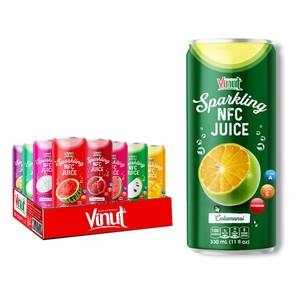Boisson pétillante au jus Calamansi 330ml (paquet de 24) VINUT, sans OGM, sans sucre ajouté, fournisseur en gros, échantillon gratuit, OEM ODM - Product Image 1