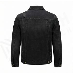 Veste en toile de logo personnalisé de haute qualité pour hommes Veste en jean tendance d'automne Veste baggy en jean avec broderie personnalisée pour hommes - Product Image 3